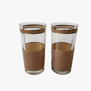GEORGES BRIARD 1950s Snakeskin Tall Glasses Set of 2